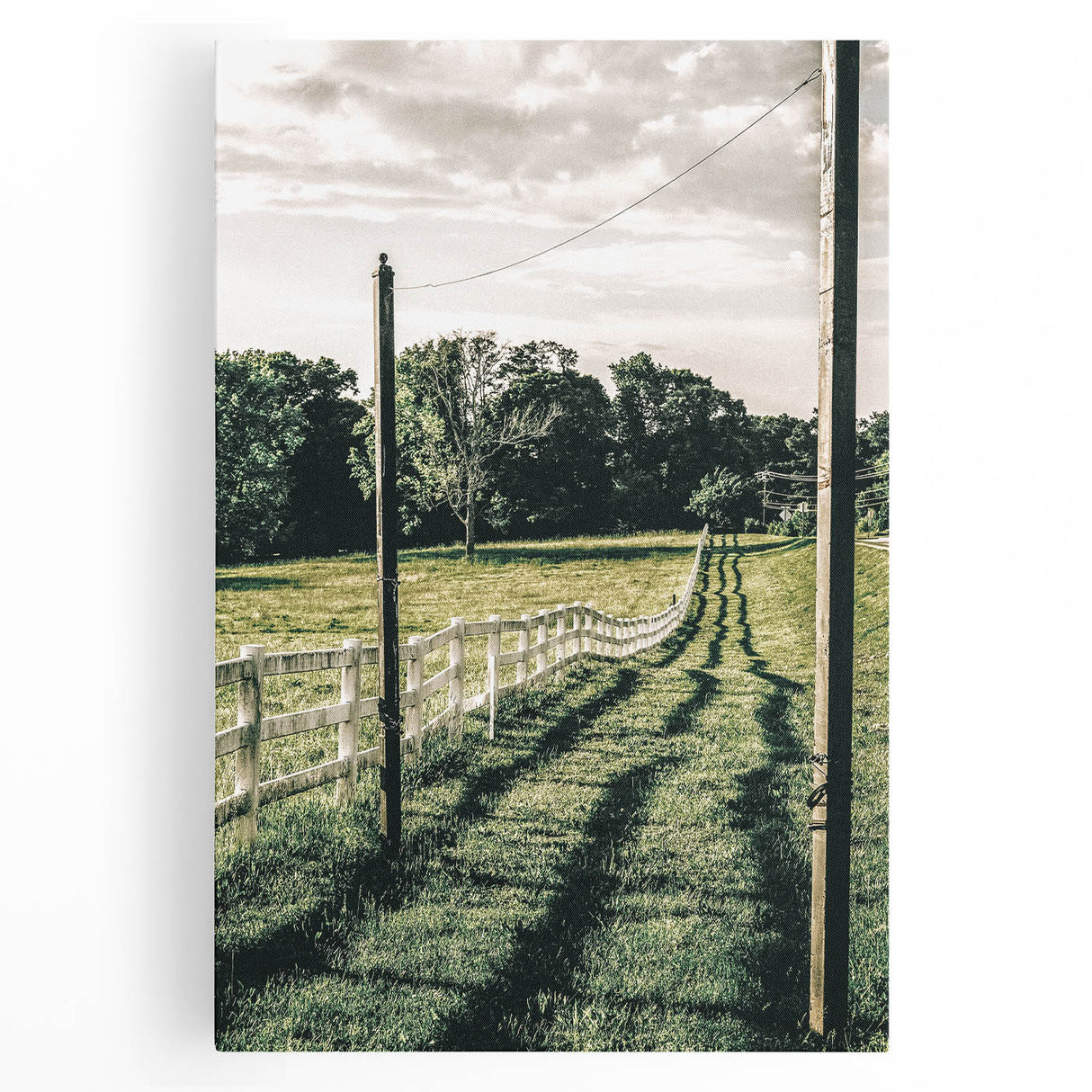 Farmhouse Wall Art – Winding Fence Print for Rustic Country Decor