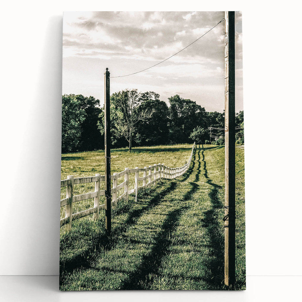 Farmhouse Wall Art – Winding Fence Print for Rustic Country Decor