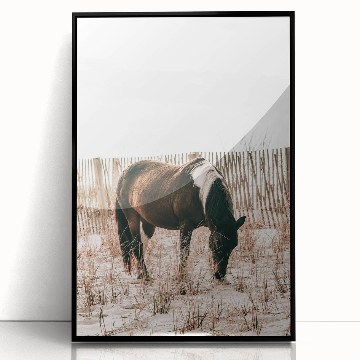 Farmhouse Wall Art – Grazing Horse in Sand Dunes Print
