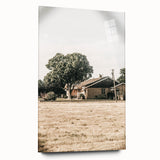 Farmhouse Wall Art – Tranquil Country Home under Oak Tree Print