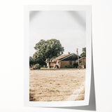 Farmhouse Wall Art – Tranquil Country Home under Oak Tree Print