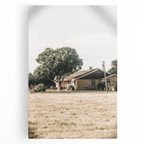 Farmhouse Wall Art – Tranquil Country Home under Oak Tree Print