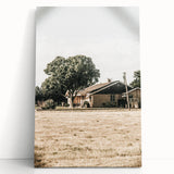 Farmhouse Wall Art – Tranquil Country Home under Oak Tree Print