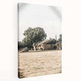 Farmhouse Wall Art – Tranquil Country Home under Oak Tree Print