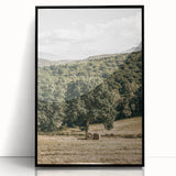 Farmhouse Wall Art - Scenic Country Landscape with Rustic Hay Bales