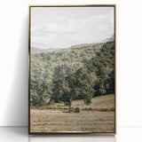 Farmhouse Wall Art - Scenic Country Landscape with Rustic Hay Bales