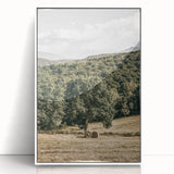 Farmhouse Wall Art - Scenic Country Landscape with Rustic Hay Bales