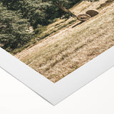 Farmhouse Wall Art - Scenic Country Landscape with Rustic Hay Bales