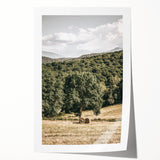 Farmhouse Wall Art - Scenic Country Landscape with Rustic Hay Bales