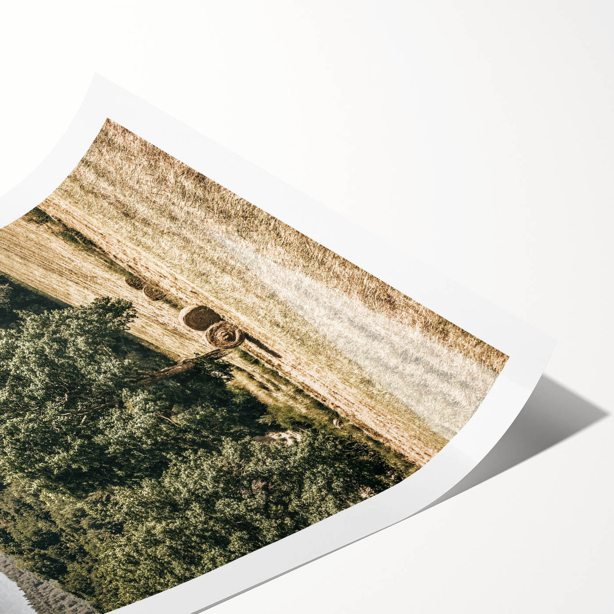 Farmhouse Wall Art - Scenic Country Landscape with Rustic Hay Bales
