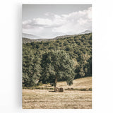 Farmhouse Wall Art - Scenic Country Landscape with Rustic Hay Bales