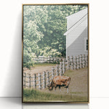 Farmhouse Wall Art - Rustic Grazing Cow with Vintage Country Style Charm