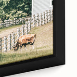 Farmhouse Wall Art - Rustic Grazing Cow with Vintage Country Style Charm