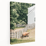 Farmhouse Wall Art - Rustic Grazing Cow with Vintage Country Style Charm