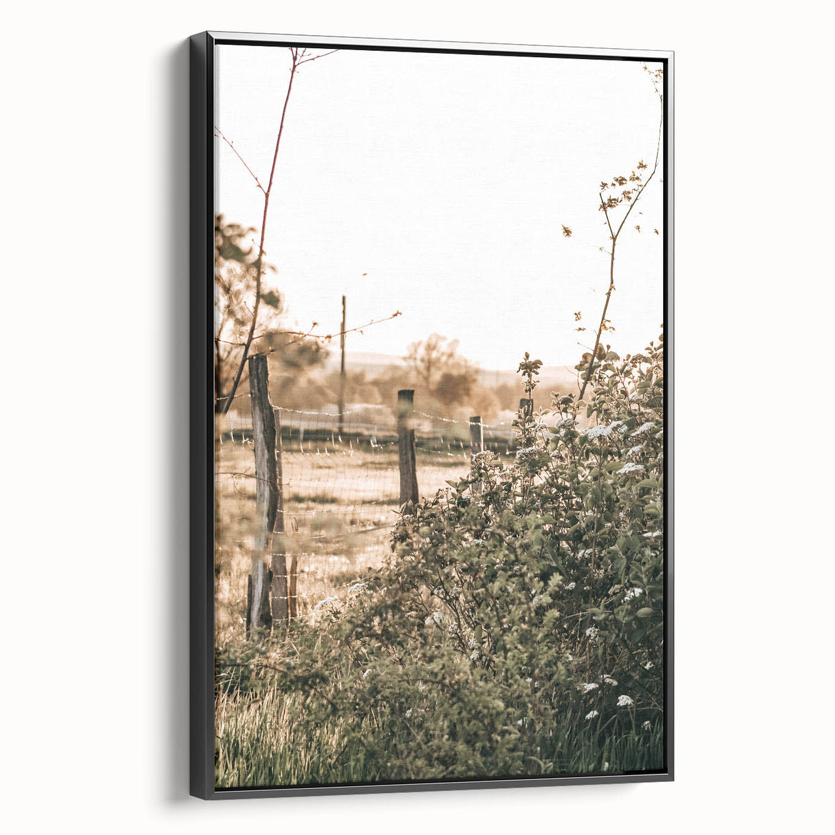 Farmhouse Wall Art - Rustic Fence and Foliage with Warm Country Charm