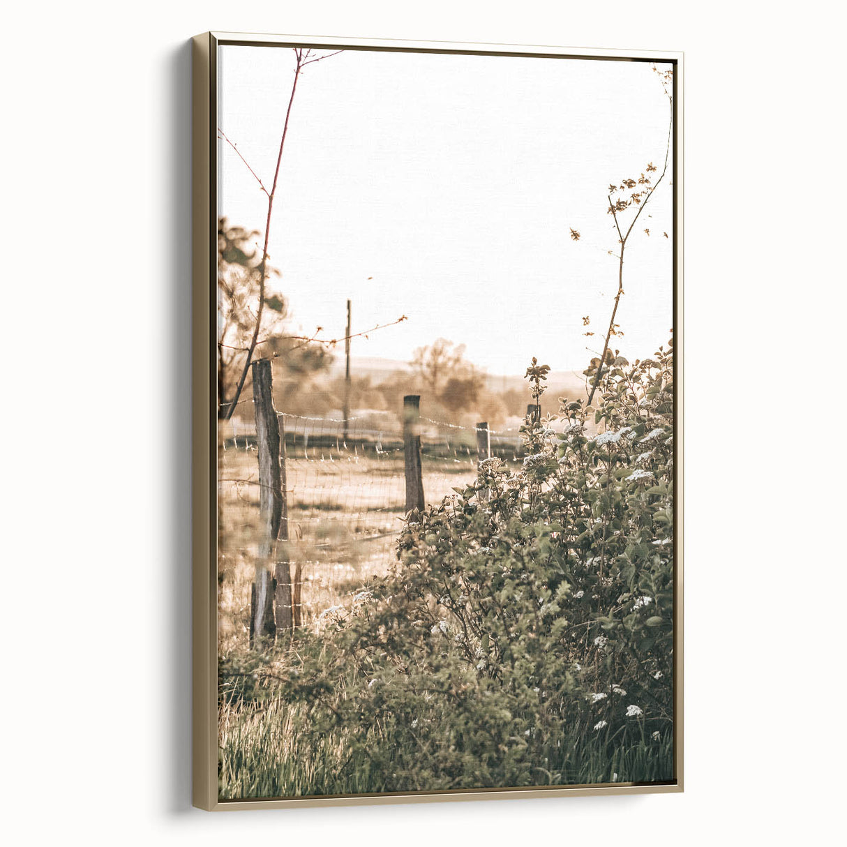 Farmhouse Wall Art - Rustic Fence and Foliage with Warm Country Charm