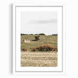Farmhouse Wall Art - Vintage Country Home with Rolling Green Hills