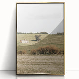 Farmhouse Wall Art - Vintage Country Home with Rolling Green Hills