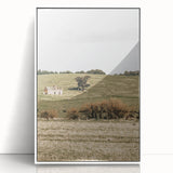 Farmhouse Wall Art - Vintage Country Home with Rolling Green Hills