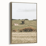 Farmhouse Wall Art - Vintage Country Home with Rolling Green Hills