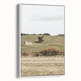 Farmhouse Wall Art - Vintage Country Home with Rolling Green Hills