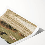 Farmhouse Wall Art - Vintage Country Home with Rolling Green Hills