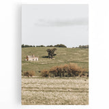 Farmhouse Wall Art - Vintage Country Home with Rolling Green Hills