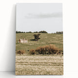Farmhouse Wall Art - Vintage Country Home with Rolling Green Hills