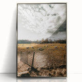Farmhouse Wall Art - Pastoral Sheep in Field with Rustic Country Charm