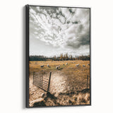 Farmhouse Wall Art - Pastoral Sheep in Field with Rustic Country Charm