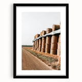 Farmhouse Wall Art - Stacked Hay Bales by Country Road with Rustic Charm