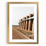 Farmhouse Wall Art - Stacked Hay Bales by Country Road with Rustic Charm