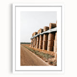 Farmhouse Wall Art - Stacked Hay Bales by Country Road with Rustic Charm