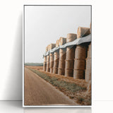 Farmhouse Wall Art - Stacked Hay Bales by Country Road with Rustic Charm