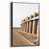 Farmhouse Wall Art - Stacked Hay Bales by Country Road with Rustic Charm