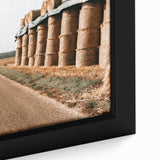Farmhouse Wall Art - Stacked Hay Bales by Country Road with Rustic Charm