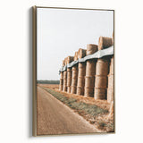 Farmhouse Wall Art - Stacked Hay Bales by Country Road with Rustic Charm