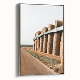 Farmhouse Wall Art - Stacked Hay Bales by Country Road with Rustic Charm