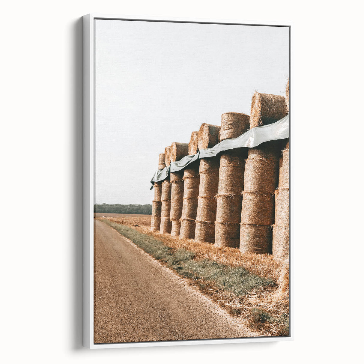 Farmhouse Wall Art - Stacked Hay Bales by Country Road with Rustic Charm