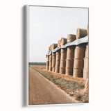 Farmhouse Wall Art - Stacked Hay Bales by Country Road with Rustic Charm