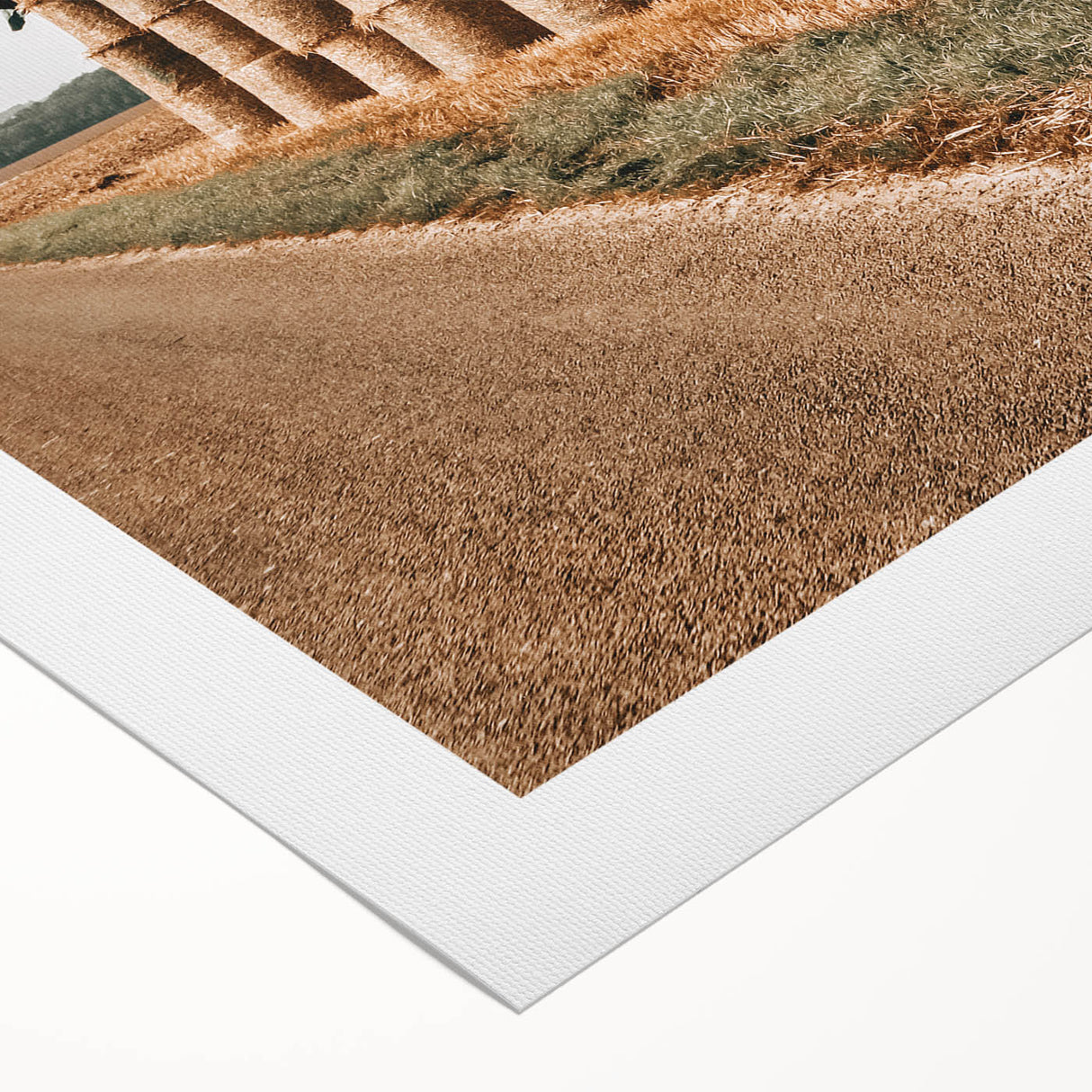 Farmhouse Wall Art - Stacked Hay Bales by Country Road with Rustic Charm