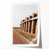 Farmhouse Wall Art - Stacked Hay Bales by Country Road with Rustic Charm