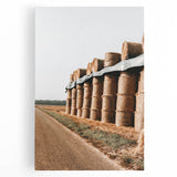 Farmhouse Wall Art - Stacked Hay Bales by Country Road with Rustic Charm
