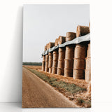 Farmhouse Wall Art - Stacked Hay Bales by Country Road with Rustic Charm