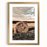 Farmhouse Wall Art - Serene Hay Bale in Field with Rustic Country Charm
