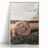 Farmhouse Wall Art - Serene Hay Bale in Field with Rustic Country Charm