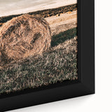 Farmhouse Wall Art - Serene Hay Bale in Field with Rustic Country Charm
