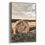 Farmhouse Wall Art - Serene Hay Bale in Field with Rustic Country Charm