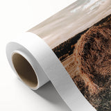 Farmhouse Wall Art - Serene Hay Bale in Field with Rustic Country Charm