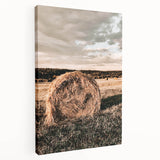 Farmhouse Wall Art - Serene Hay Bale in Field with Rustic Country Charm